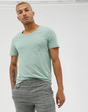 ASOS DESIGN - T-shirt à encolure dégagée - Vert | ASOS