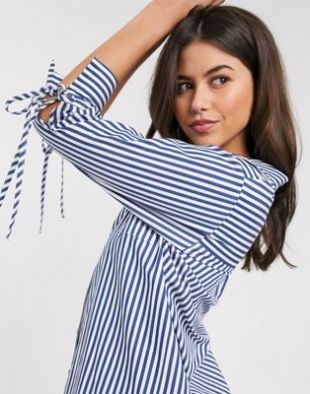 River Island - Chemise en popeline à rayures - Bleu | ASOS