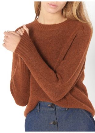 PULL COL ROND EN MAILLE CHINÉE ECUREUIL