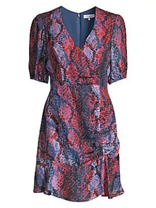 Soliana Snakeskin Print Ruched Dress