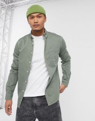 ASOS DESIGN - Chemise en jean biologique stretch coupe slim - Vert clair | ASOS