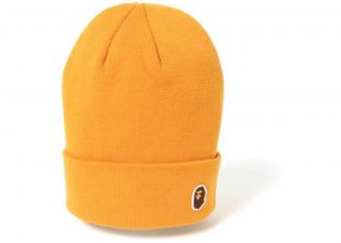 BAPE Ape Head One Point Knit Hat Orange
