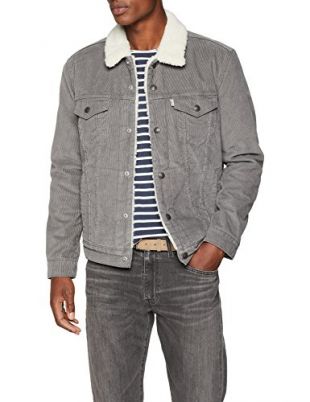 Levi's Type 3 Sherpa Trucker Blouson, Gris (Pewter Cord 0069), Small Homme