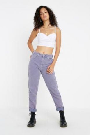 BDG - BDG - Jeans Mom en velours délavé à l'acide lilas