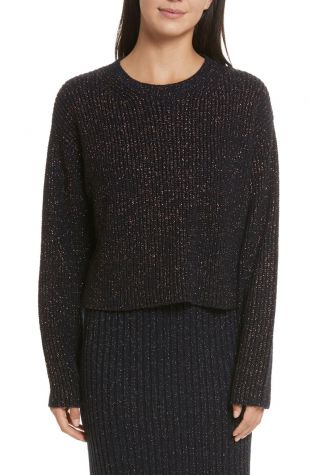 Leyton Metallic Knit Merino Wool Blend Sweater