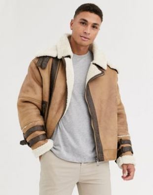 River Island - Manteau aviateur doublé en imitation peau de mouton - Fauve | ASOS