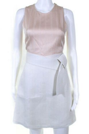 3.1 Phillip Lim Womens Built In Belt Sleeveless A Line Dress Pink White