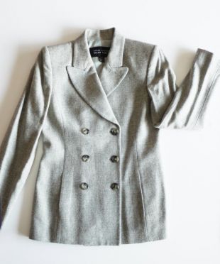 Vintage double boutonnage blazer, blazer Boxy, veste gris gris. blazer en laine. blazer d’épaule de pad. Veste de costume coupe boyfriend
