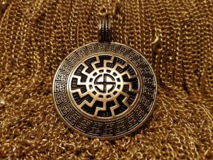 Nordic Pendant SUNNA R'DAR or plaqué pendentif noir soleil occulte bijoux Esoteric bijoux Germanenschmuck Amulet Amulet Medaillon Bijoux anciens