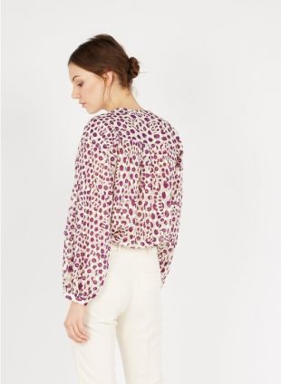 CHEMISE COL ROND IMPRIMÉE EN COTON  VIOLET/PURPLE