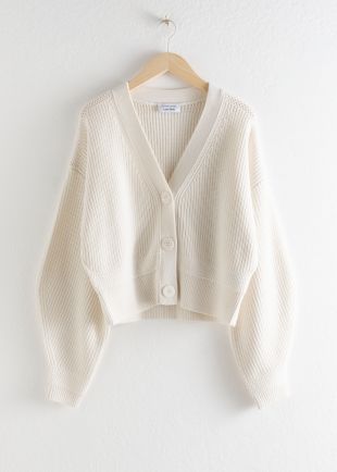 Cropped Cardigan White