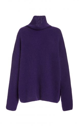 Airy Cashmere Silk Ribbed Turtleneck