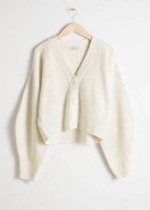 Cropped Cardigan White