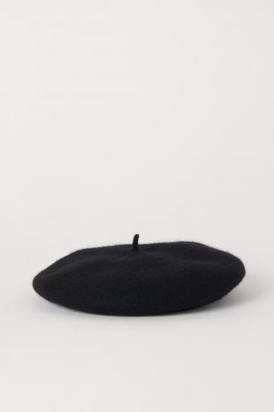 Black Felted Wool Beret