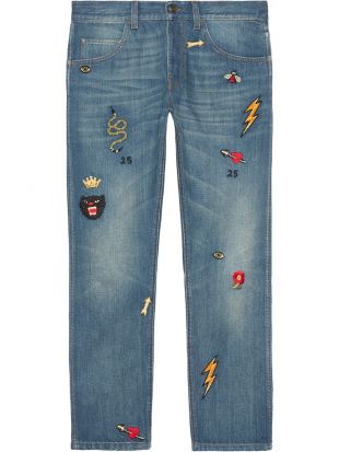 Tapered Denim Pant With Symbols