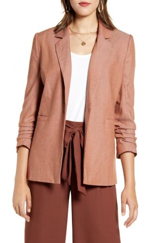 Ruched Sleeve Blazer