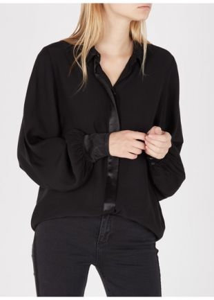 CHEMISE COL CLASSIQUE EN CRÊPE NOIR