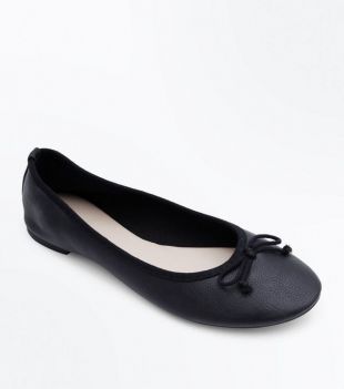 Black Bow Front Ballet Pumps