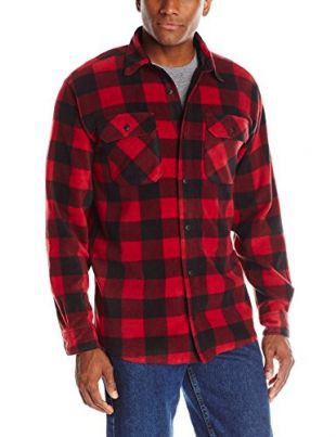 Wrangler Herren Long Sleeve Plaid Fleece Shirt Jacket Button-Down Hemd, Schottenkaro, Rot, Mittel