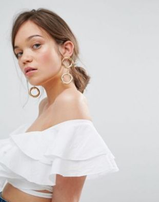 Thick Double Hoop Drop Earrings