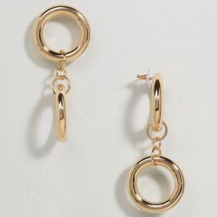 Thick Double Hoop Drop Earrings