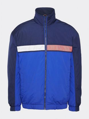 Blue colour-block coat jacket
