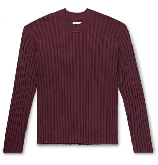 Claret Slim-Fit Ribbed-Knit Sweater