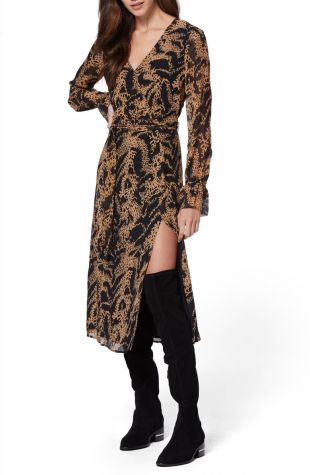 Chamomile Long Sleeve Silk Georgette Midi Dress