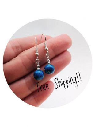 Blue Bead Earrings-Handmade Earrings/Gifts For Her/Earrings/Dangle Earrings/Drop Earrings/Womens Earrings/Jewelry
