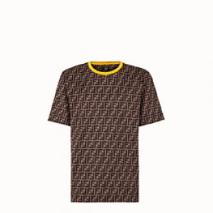 T-shirt en coton marron - T-SHIRT | Fendi | Fendi Online Store