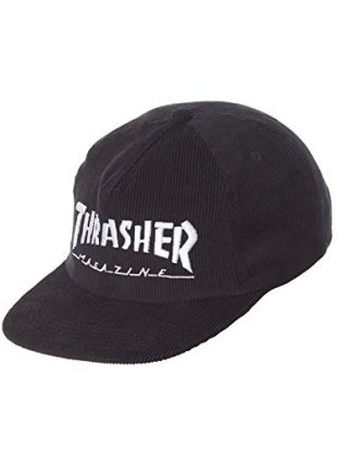 Thrasher Magazine Logo Corduroy Snapback Hat Black
