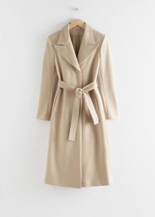 Belt­ed Wool-Blend Coat