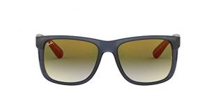 Ray-Ban 0RB4165, Unisexe RB4165 Justin Lunettes de soleil rectangulaires, Rubber Brown On Grey/Green Gradient, xl