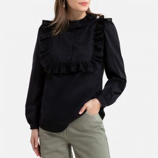 Blouse col montant, manches longues