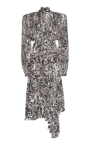 Dynasty Animal Print Draped Crepe Midi Dress