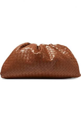 Large Intrecciato Leather Clutch