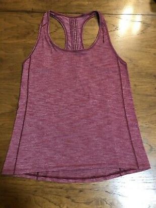 Lululemon Hotwave Tank Heathered Rosewood Micro Stripe Size 4-6 Guc