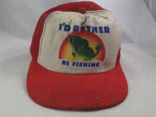 Je préférerais être pêche beat up chapeau Trashed rouge blanc Snapback Trucker Cap