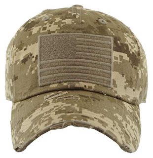 Funky Junque Distressed Ponycap - Green Camo Baseball Cap With Ponytail Hole For Messy Bun