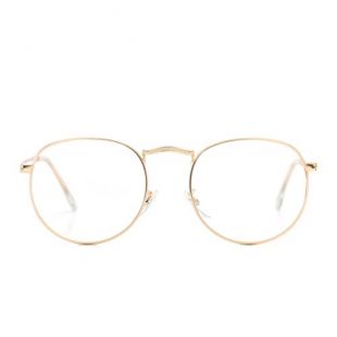 AZORB Round Clear Lens Glasses Circle Metal Frame Non-Prescription Eyeglasses for Men Women (Gold, 50)