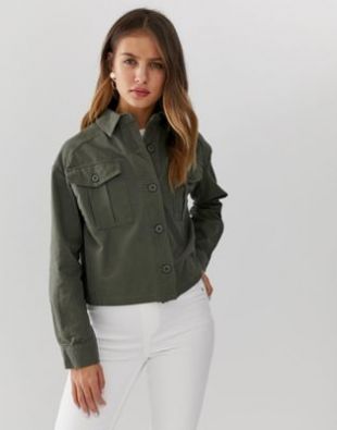 New Look - Chemise courte fonctionnelle style - Kaki | ASOS
