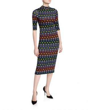 Printed Mock Neck Dress
