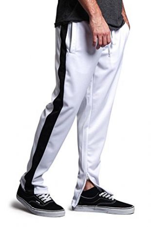 Men's Side Stripe Ankle Zip Regular Fit Stretch Drawstring Trackpants