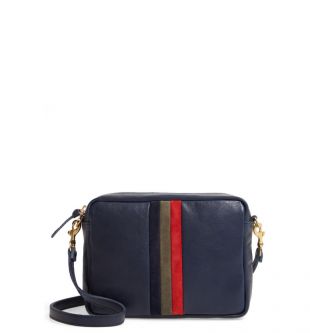 Black Leather Stripe Bag
