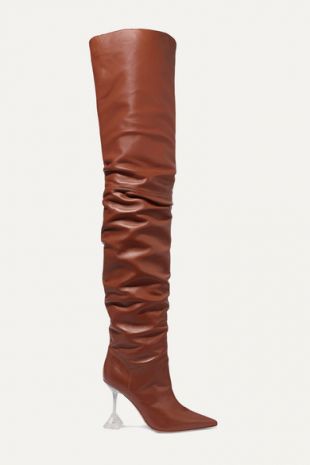 -Olivia leather and PVC Over-The-Knee Boots