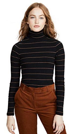 Striped Rib Turtleneck