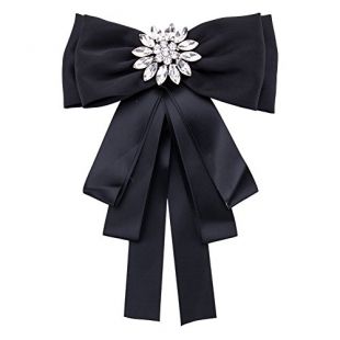 Hosaire.® Beau Nœud Papillon Créatif Noeud Fleur Délicatement Incrusté De Strass Broche Tempérament Élégante pour Femme Broches De Belle Fleur Rétro en Forme De Bow(Noir)