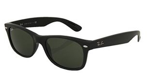 Ray_Ban New Wayfarer Sunglasses (Matte Black w/Black Solid G15 Lens, 58mm)
