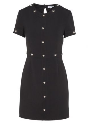 ROBE COURTE COL ROND CINTRÉE  NOIR
