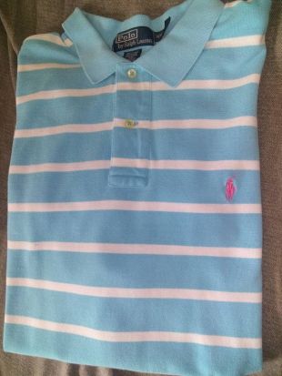 90s vintage Polo Ralph Lauren Broderie Small Pink Pony Stripes Baby Blue